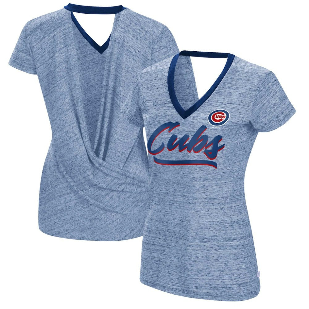 Chicago Cubs Touch Women's Halftime Back Wrap Top V-Neck T-Shirt - Royal