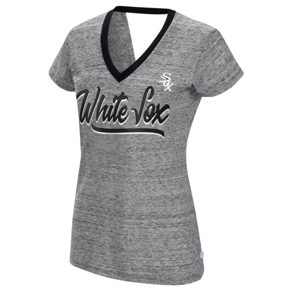 Chicago White Sox Touch Women's Halftime Back Wrap Top V-Neck T-Shirt - Black