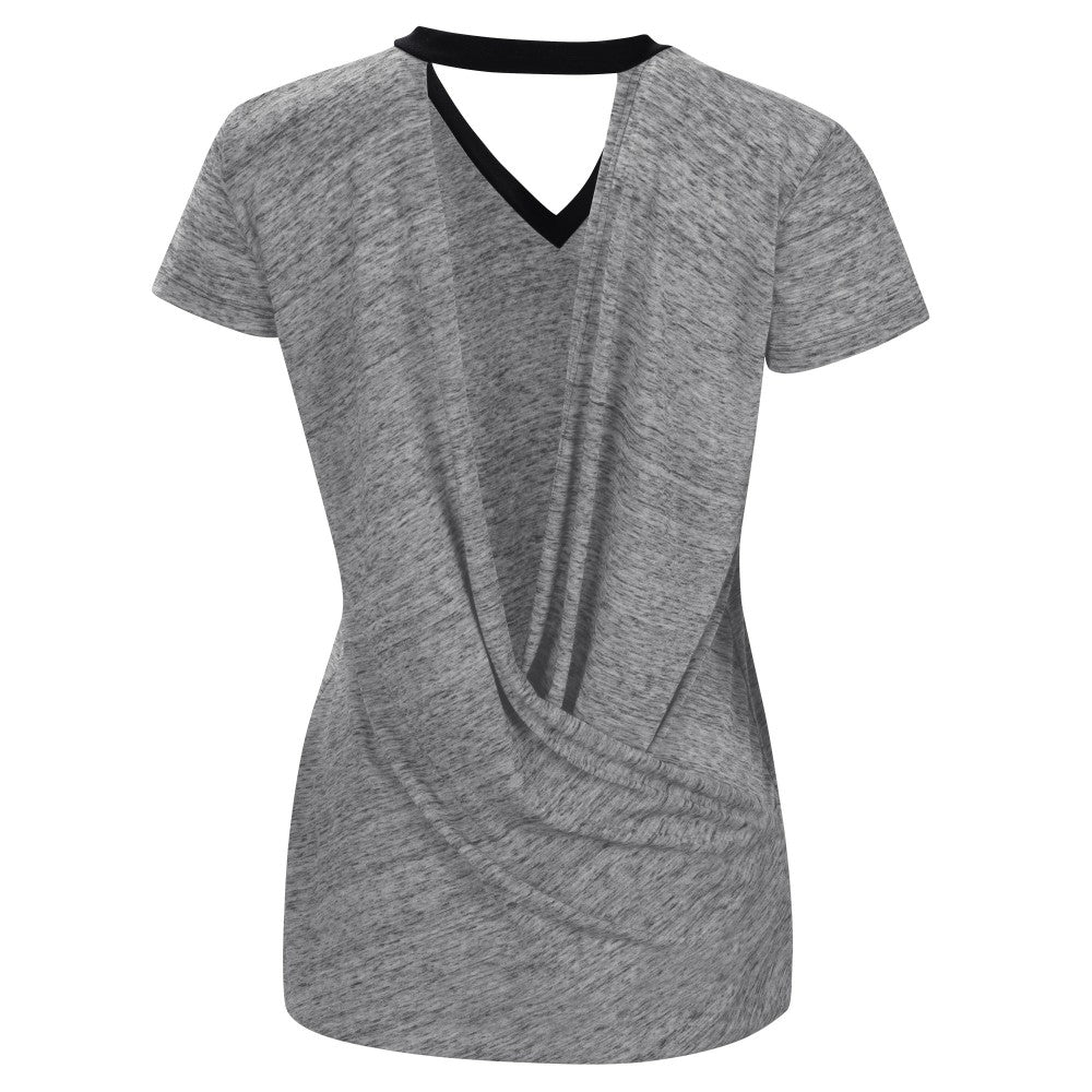 Miami Marlins Touch Women's Halftime Back Wrap Top V-Neck T-Shirt - Black