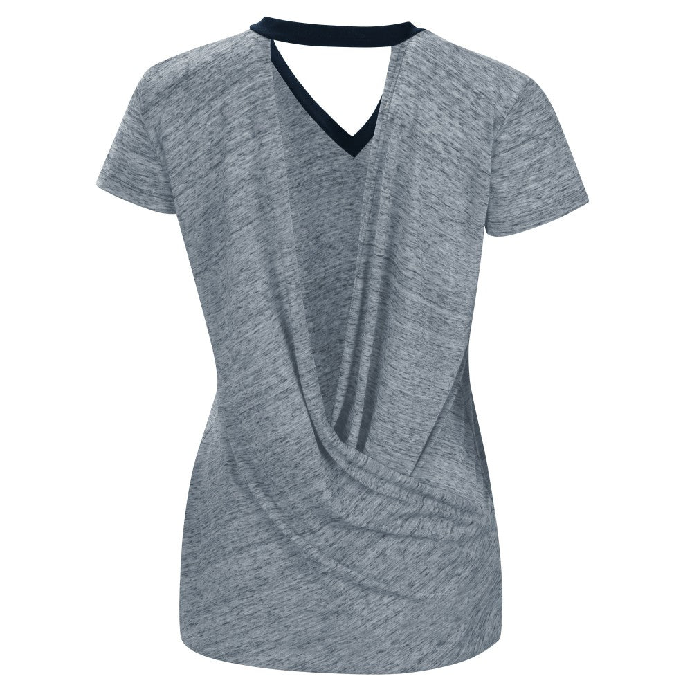 Milwaukee Brewers Touch Women's Halftime Back Wrap Top V-Neck T-Shirt - Navy