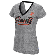San Francisco Giants Touch Women's Halftime Back Wrap Top V-Neck T-Shirt - Black