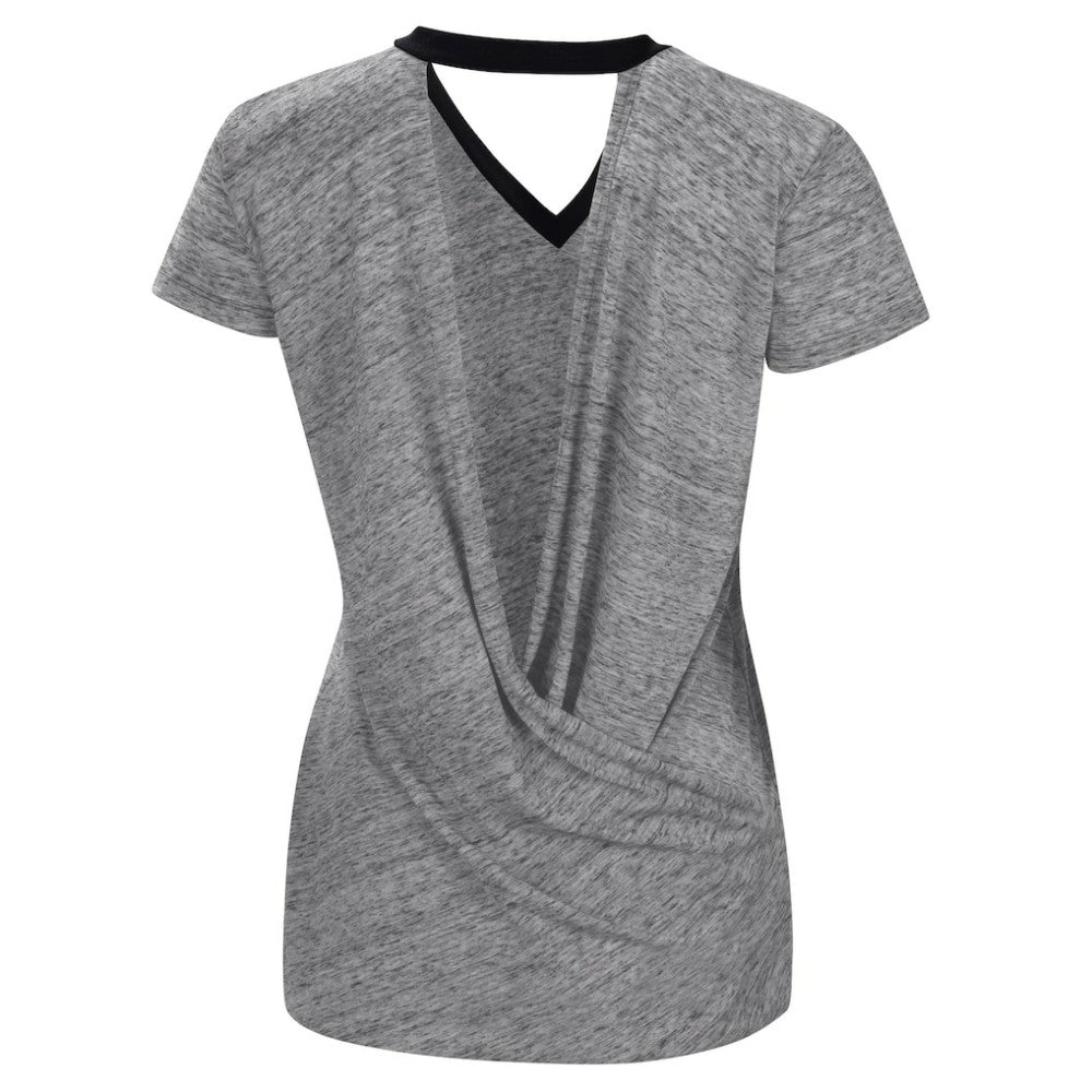 San Francisco Giants Touch Women's Halftime Back Wrap Top V-Neck T-Shirt - Black