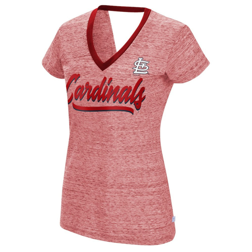 St. Louis Cardinals Touch Women's Halftime Back Wrap Top V-Neck T-Shirt - Red