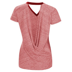 St. Louis Cardinals Touch Women's Halftime Back Wrap Top V-Neck T-Shirt - Red