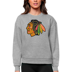 Chicago Blackhawks Antigua Women's Team Logo Victory Crewneck Pullover Sweatshirt