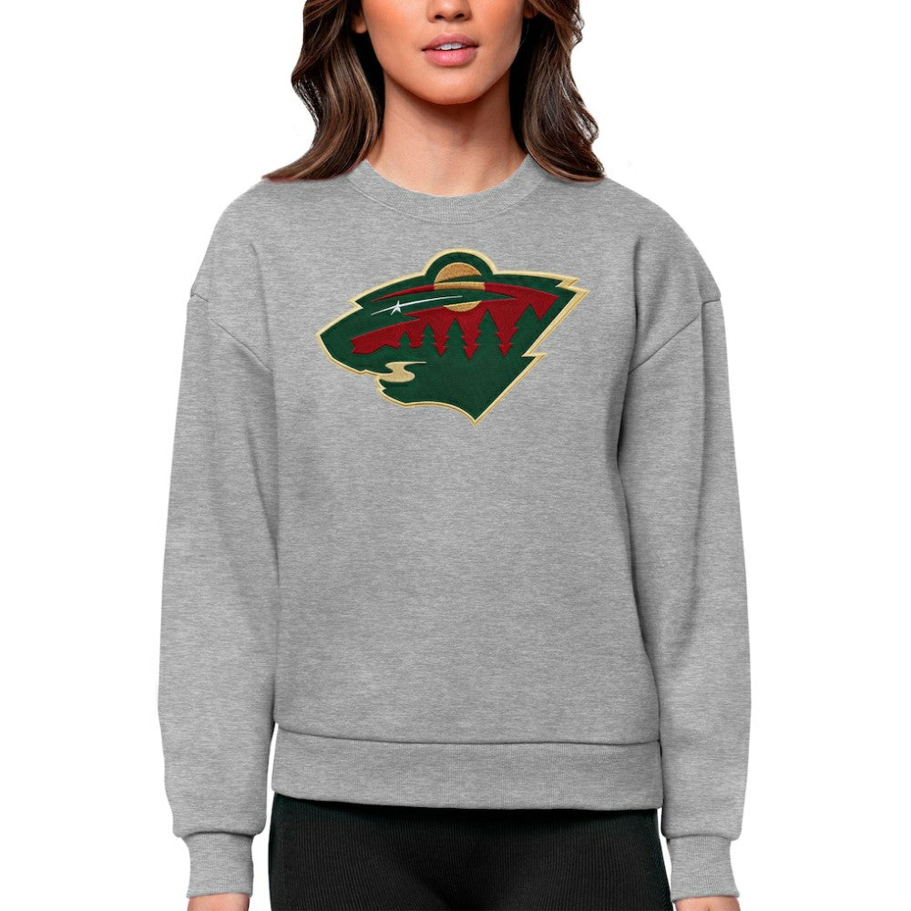Minnesota Wild Antigua Women's Team Logo Victory Crewneck Pullover Sweatshirt