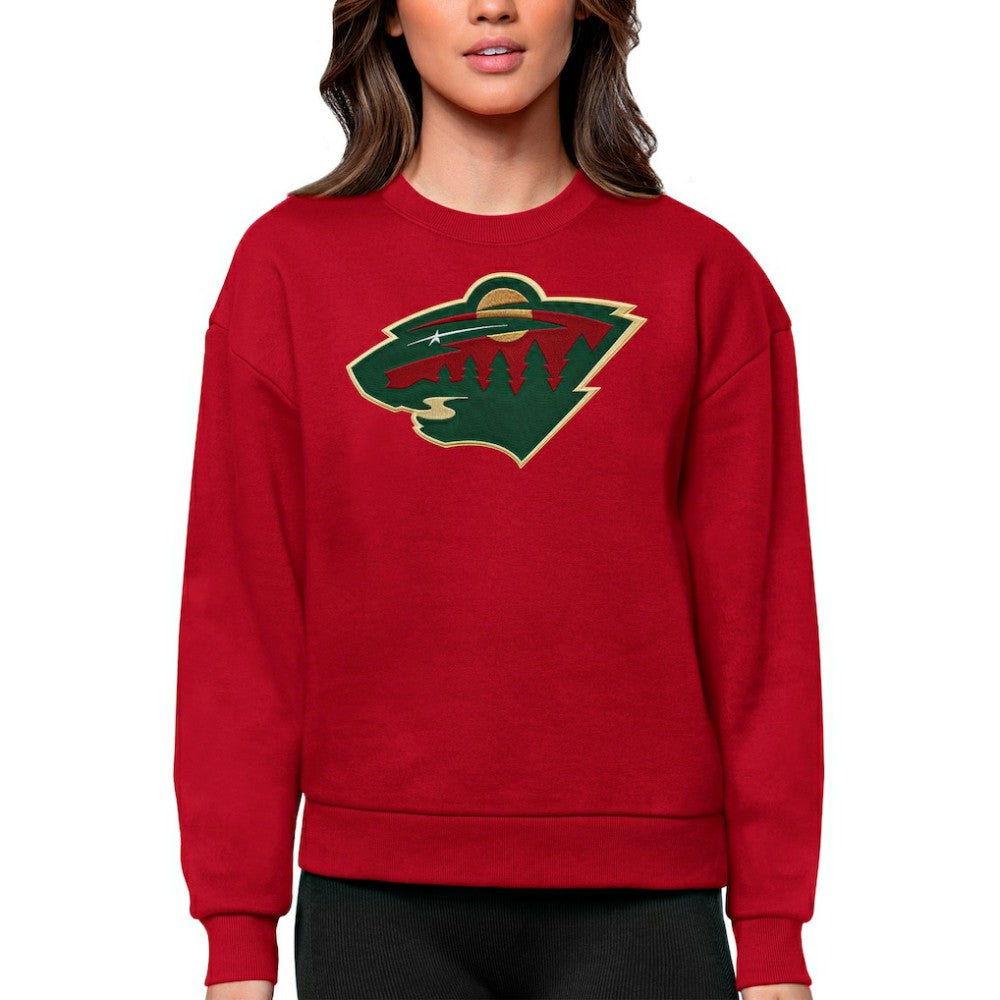 Minnesota Wild Antigua Women's Team Logo Victory Crewneck Pullover Sweatshirt