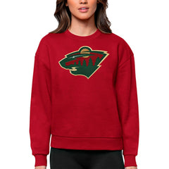 Minnesota Wild Antigua Women's Team Logo Victory Crewneck Pullover Sweatshirt