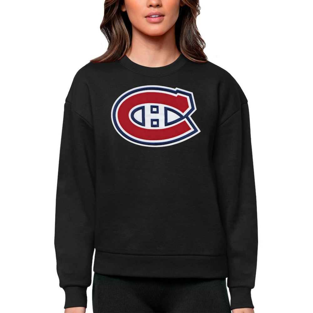 Montreal Canadiens Antigua Women's Team Logo Victory Crewneck Pullover Sweatshirt