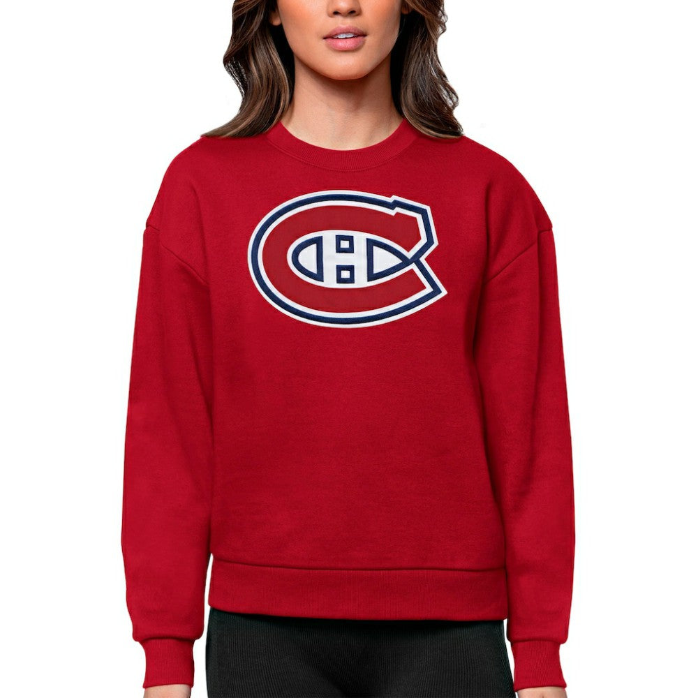 Montreal Canadiens Antigua Women's Team Logo Victory Crewneck Pullover Sweatshirt