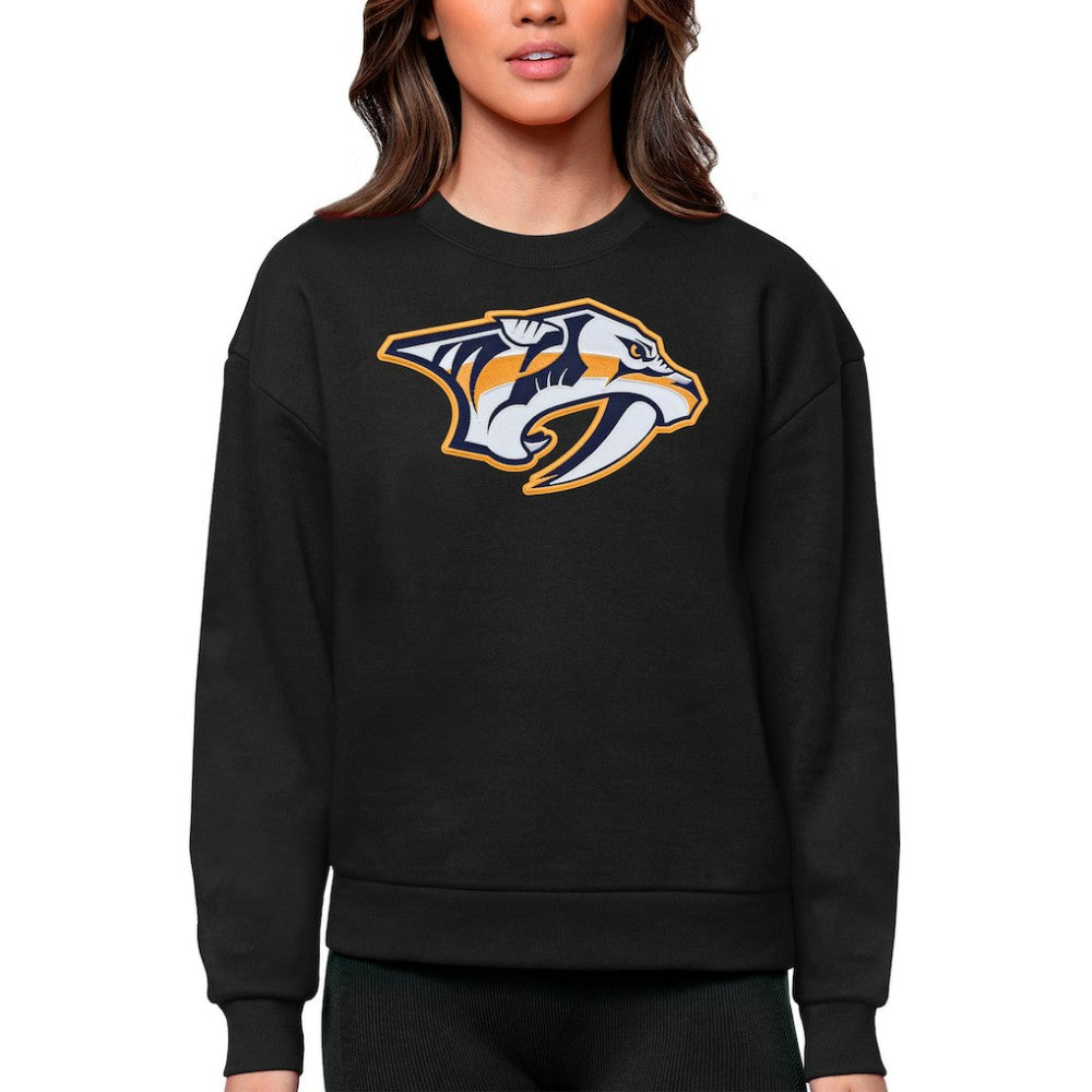 Nashville Predators Antigua Women's Team Logo Victory Crewneck Pullover Sweatshirt