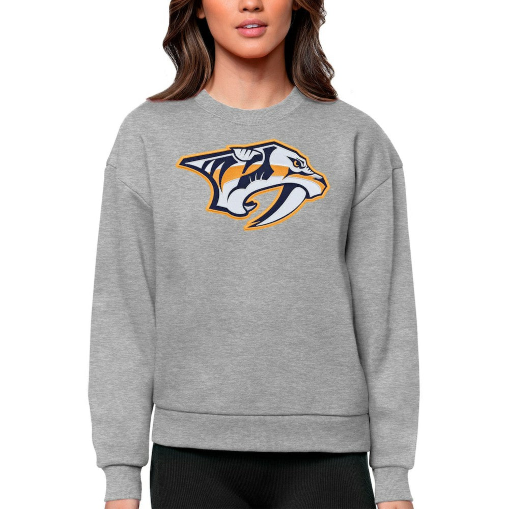 Nashville Predators Antigua Women's Team Logo Victory Crewneck Pullover Sweatshirt