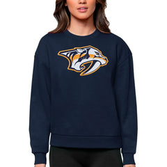 Nashville Predators Antigua Women's Team Logo Victory Crewneck Pullover Sweatshirt