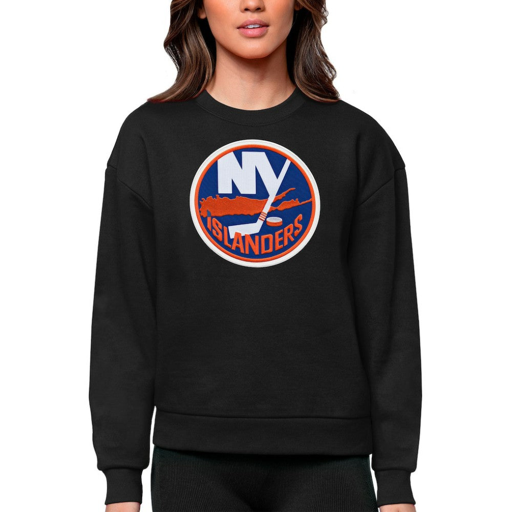 New York Islanders Antigua Women's Team Logo Victory Crewneck Pullover Sweatshirt