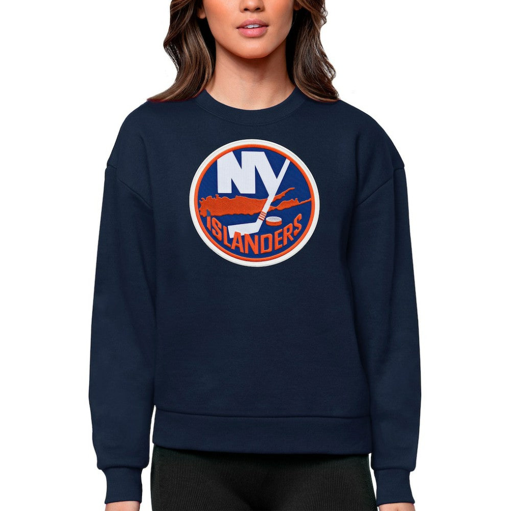New York Islanders Antigua Women's Team Logo Victory Crewneck Pullover Sweatshirt