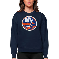 New York Islanders Antigua Women's Team Logo Victory Crewneck Pullover Sweatshirt