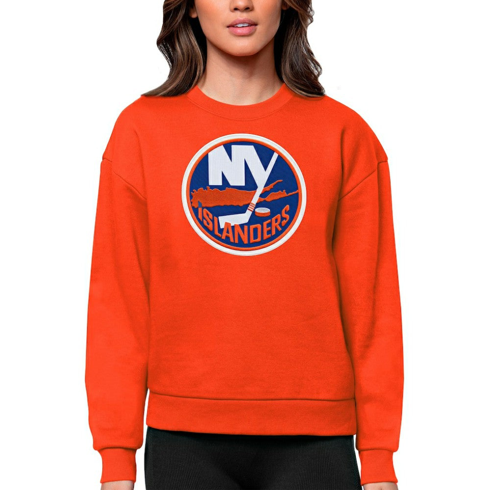 New York Islanders Antigua Women's Team Logo Victory Crewneck Pullover Sweatshirt