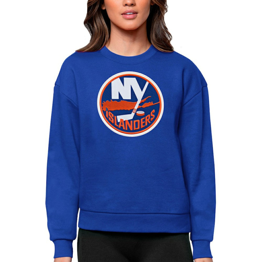 New York Islanders Antigua Women's Team Logo Victory Crewneck Pullover Sweatshirt