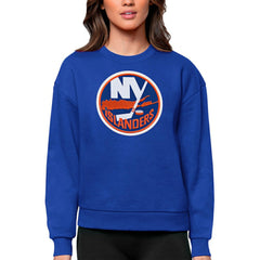 New York Islanders Antigua Women's Team Logo Victory Crewneck Pullover Sweatshirt