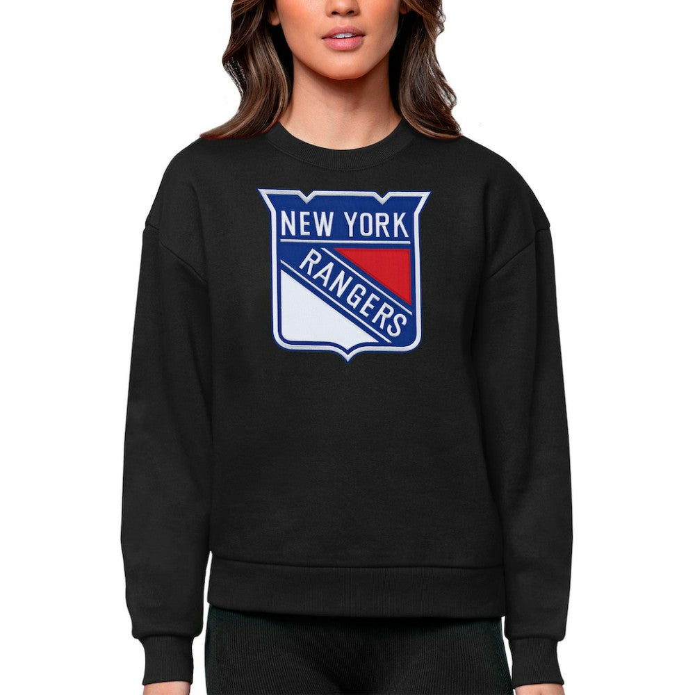 New York Rangers Antigua Women's Team Logo Victory Crewneck Pullover Sweatshirt