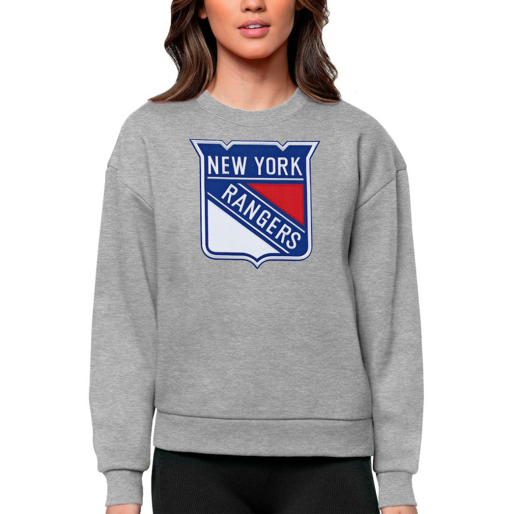 New York Rangers Antigua Women's Team Logo Victory Crewneck Pullover Sweatshirt
