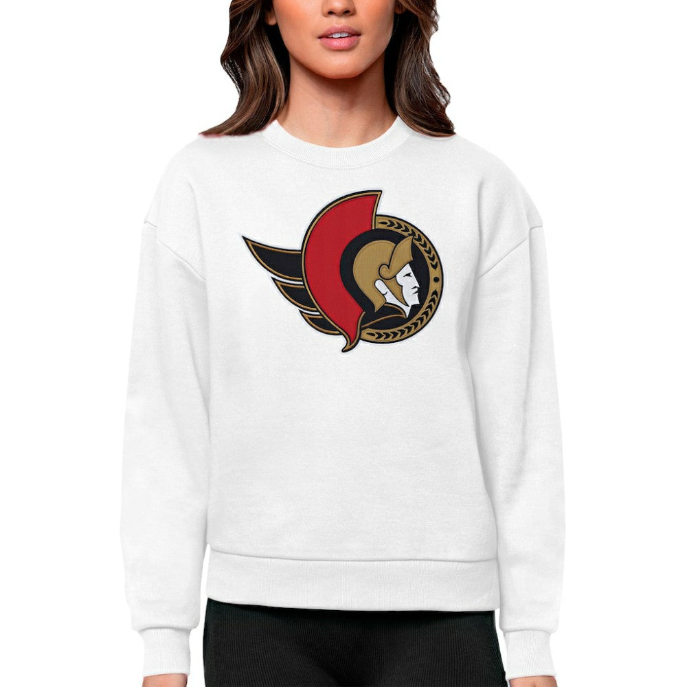 Ottawa Senators Antigua Women's Team Logo Victory Crewneck Pullover Sweatshirt