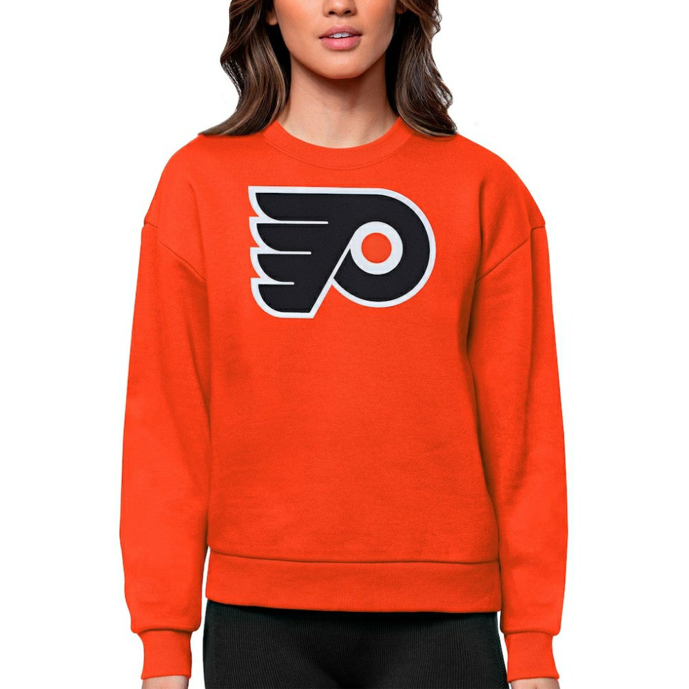 Philadelphia Flyers Antigua Women's Team Logo Victory Crewneck Pullover Sweatshirt