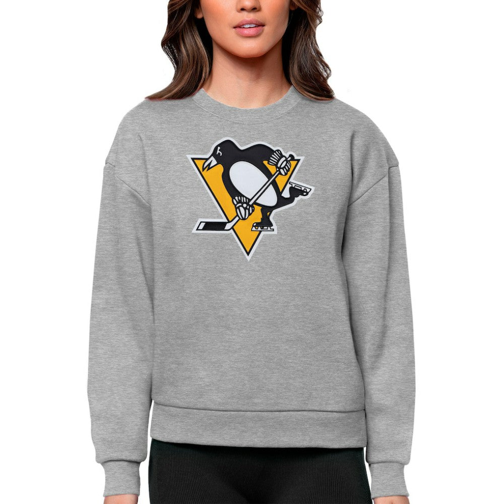 Pittsburgh Penguins Antigua Women's Team Logo Victory Crewneck Pullover Sweatshirt