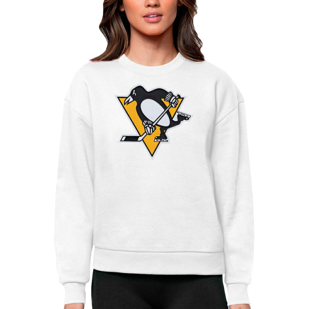 Pittsburgh Penguins Antigua Women's Team Logo Victory Crewneck Pullover Sweatshirt