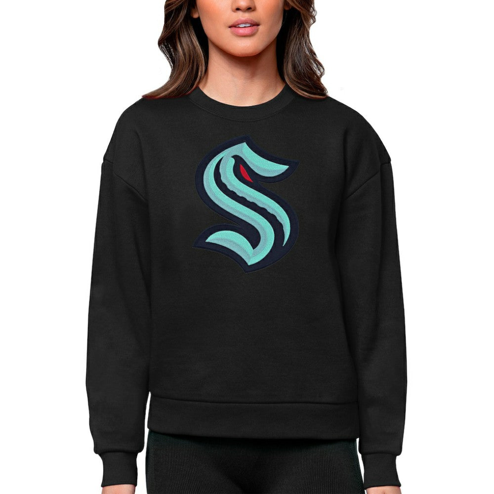 Seattle Kraken Antigua Women's Team Logo Victory Crewneck Pullover Sweatshirt