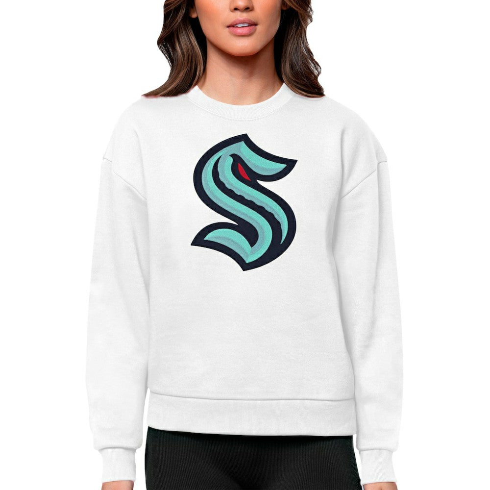 Seattle Kraken Antigua Women's Team Logo Victory Crewneck Pullover Sweatshirt
