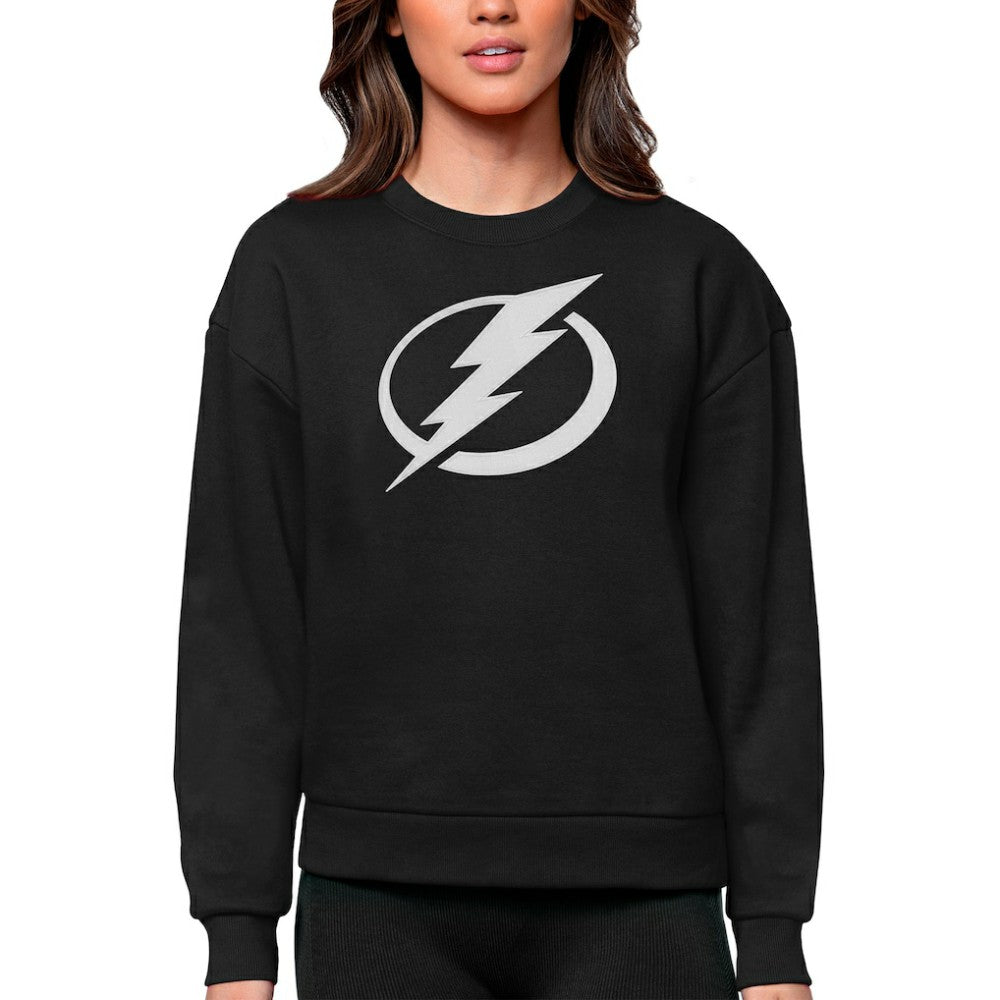 Tampa Bay Lightning Antigua Women's Team Logo Victory Crewneck Pullover Sweatshirt