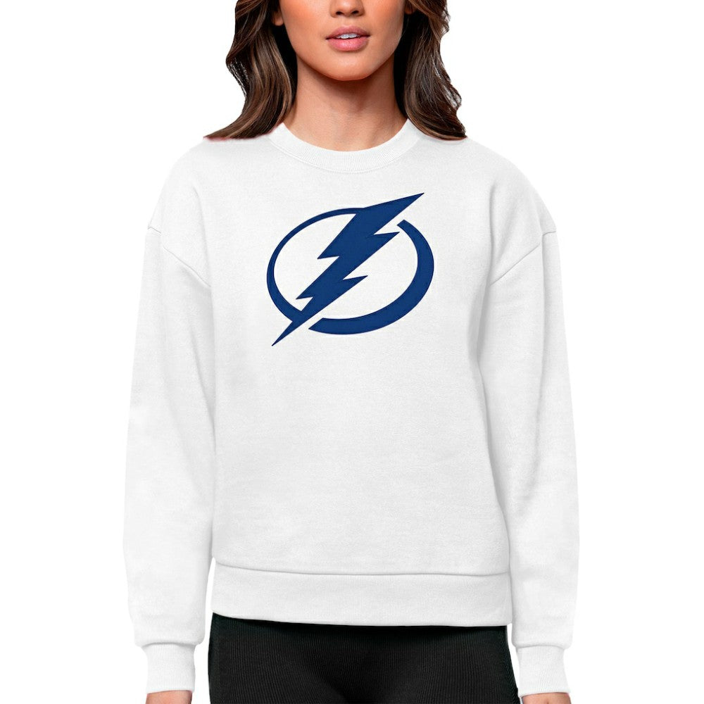 Tampa Bay Lightning Antigua Women's Team Logo Victory Crewneck Pullover Sweatshirt