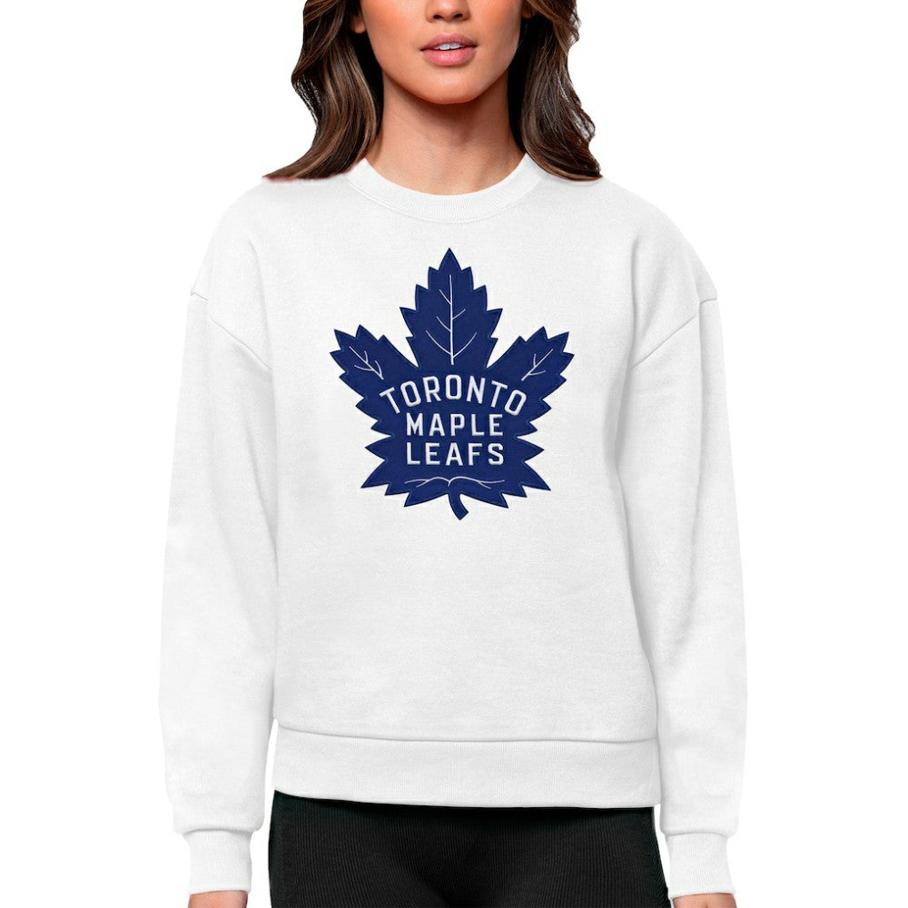Toronto Maple Leafs Antigua Women's Team Logo Victory Crewneck Pullover Sweatshirt