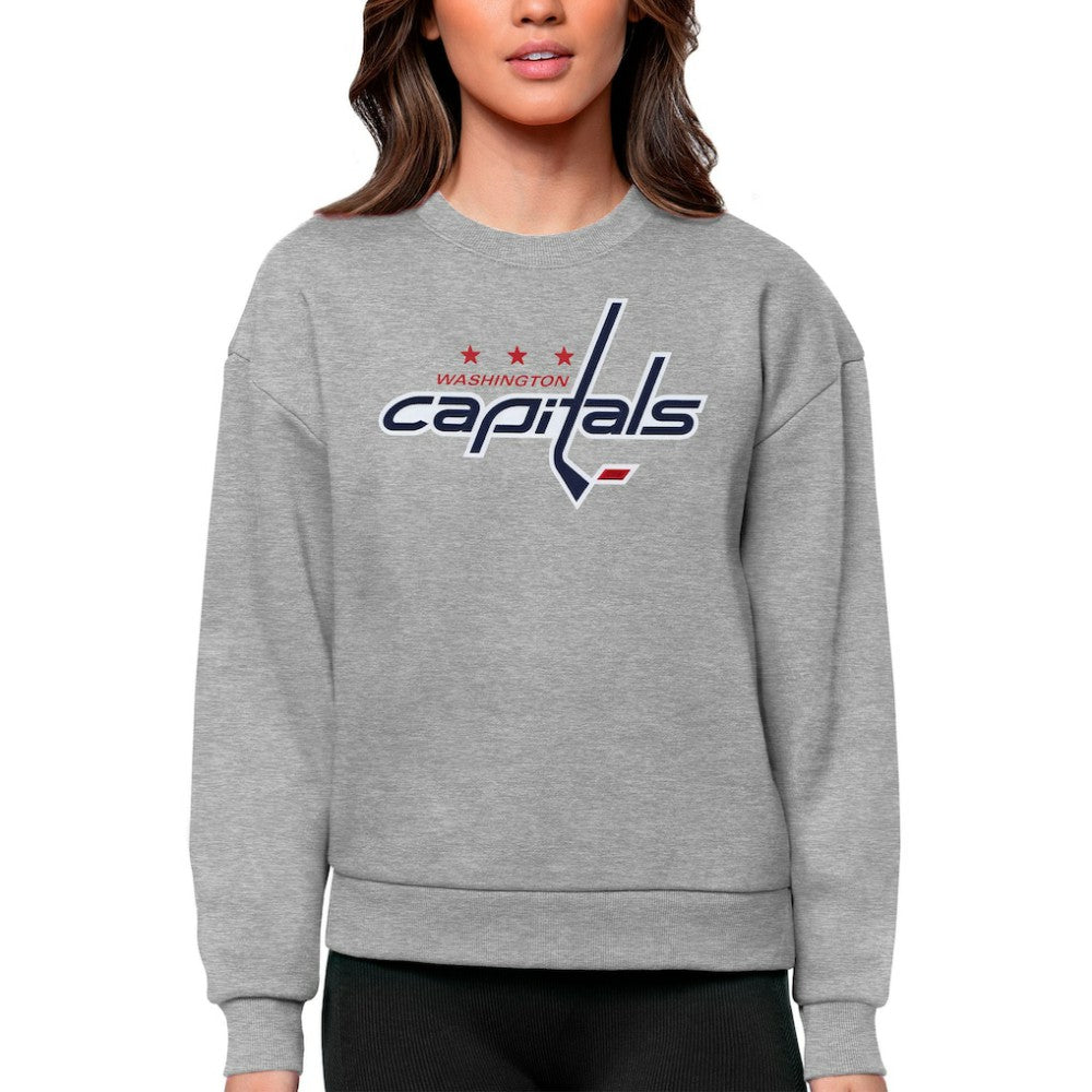 Washington Capitals Antigua Women's Team Logo Victory Crewneck Pullover Sweatshirt