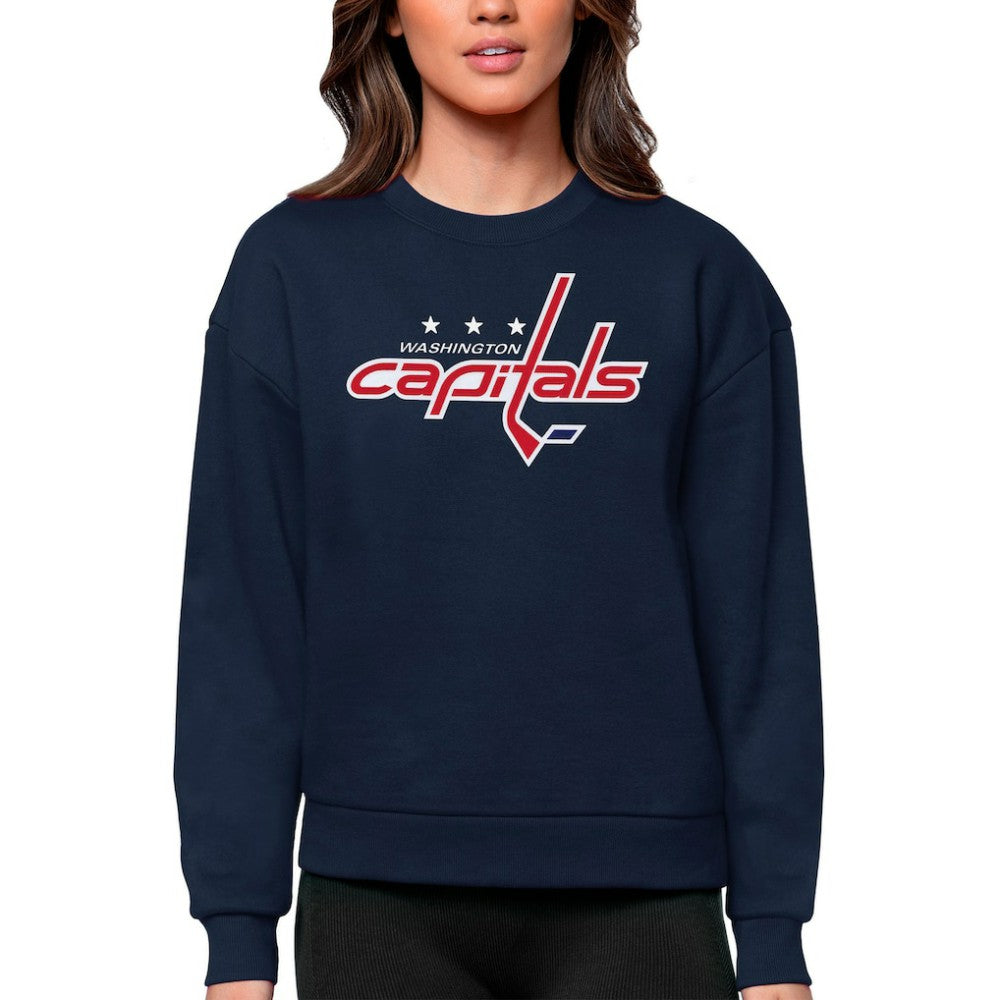 Washington Capitals Antigua Women's Team Logo Victory Crewneck Pullover Sweatshirt