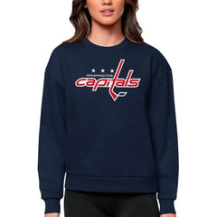 Washington Capitals Antigua Women's Team Logo Victory Crewneck Pullover Sweatshirt