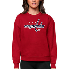Washington Capitals Antigua Women's Team Logo Victory Crewneck Pullover Sweatshirt