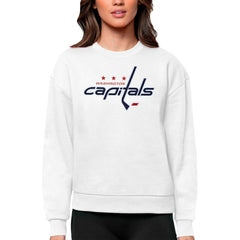 Washington Capitals Antigua Women's Team Logo Victory Crewneck Pullover Sweatshirt