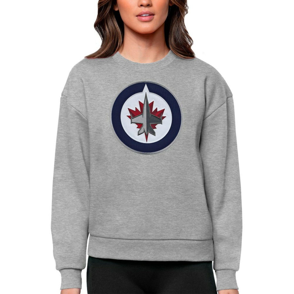 Winnipeg Jets Antigua Women's Team Logo Victory Crewneck Pullover Sweatshirt