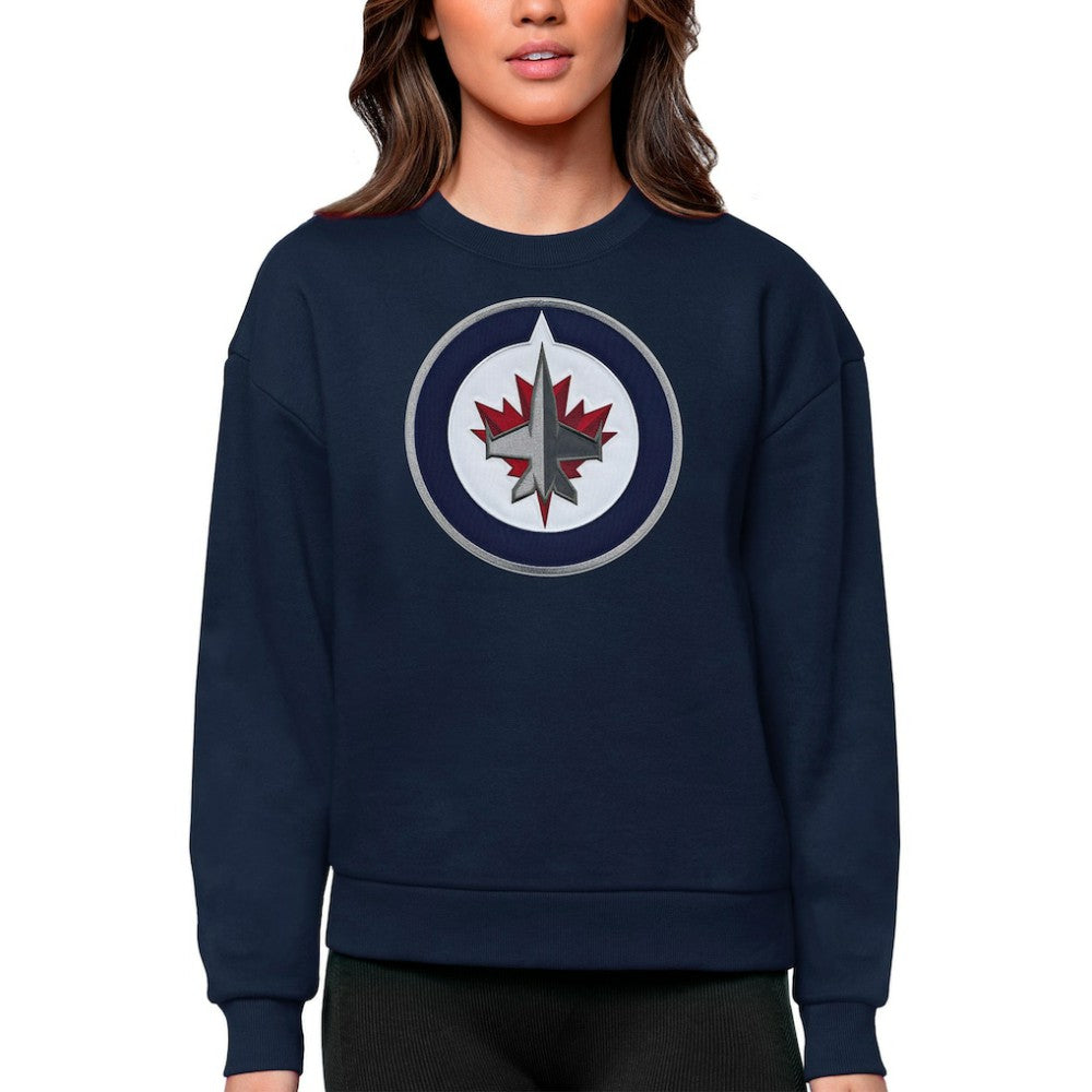 Winnipeg Jets Antigua Women's Team Logo Victory Crewneck Pullover Sweatshirt