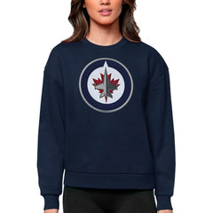 Winnipeg Jets Antigua Women's Team Logo Victory Crewneck Pullover Sweatshirt