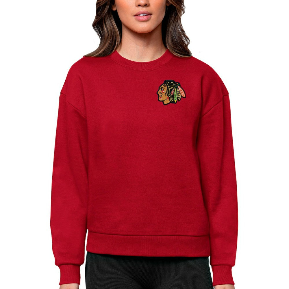 Chicago Blackhawks Antigua Women's Victory Crewneck Pullover Sweatshirt