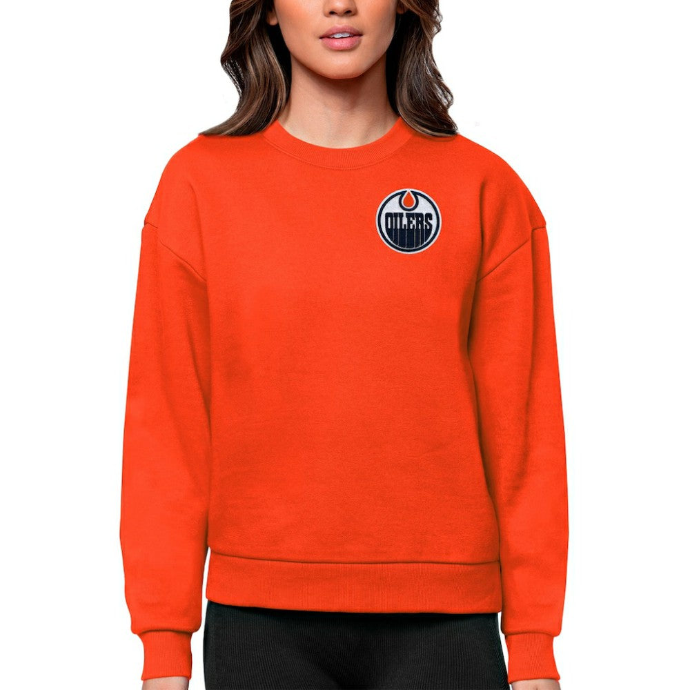 Edmonton Oilers Antigua Women's Victory Crewneck Pullover Sweatshirt