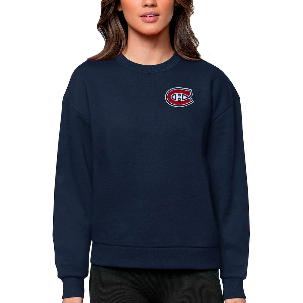 Montreal Canadiens Antigua Women's Victory Crewneck Pullover Sweatshirt