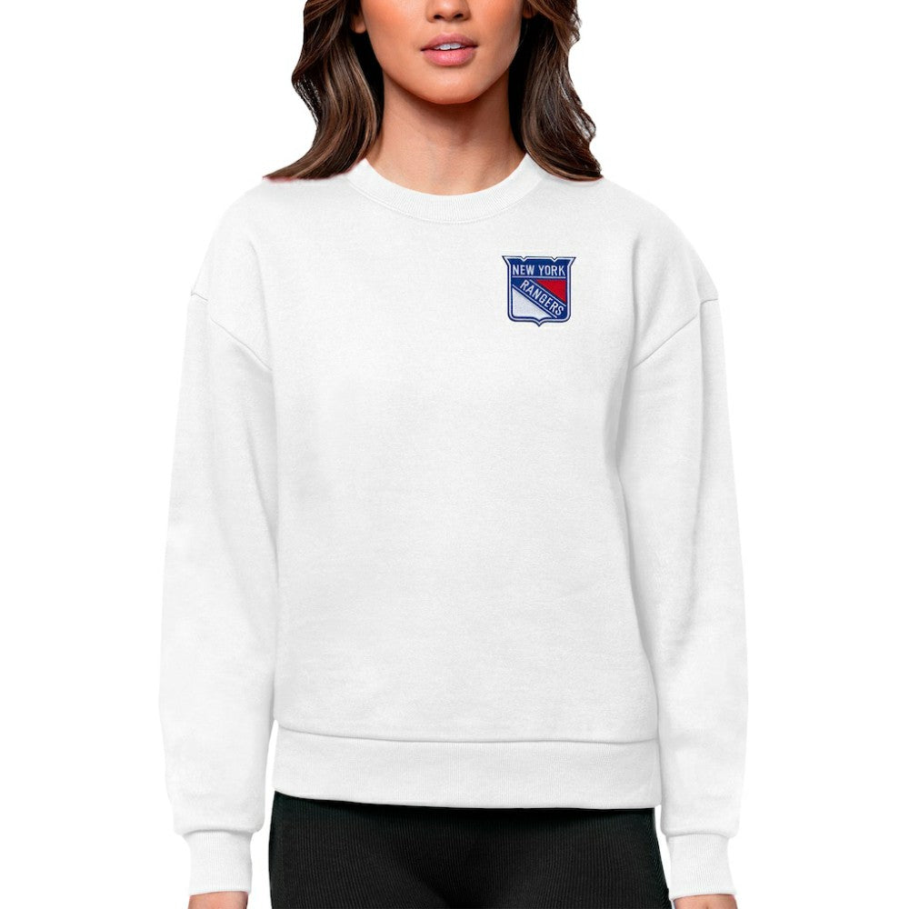 New York Rangers Antigua Women's Victory Crewneck Pullover Sweatshirt