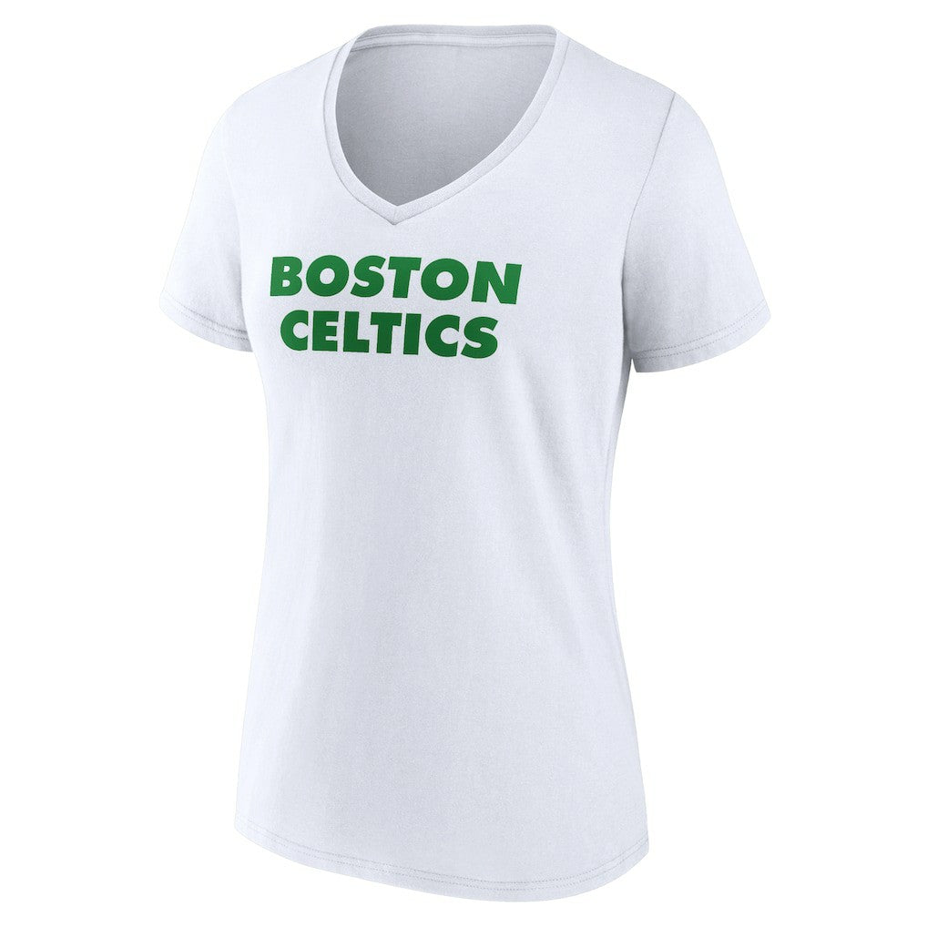 Boston Celtics Women's Wordmark V-Neck T-Shirt - White online