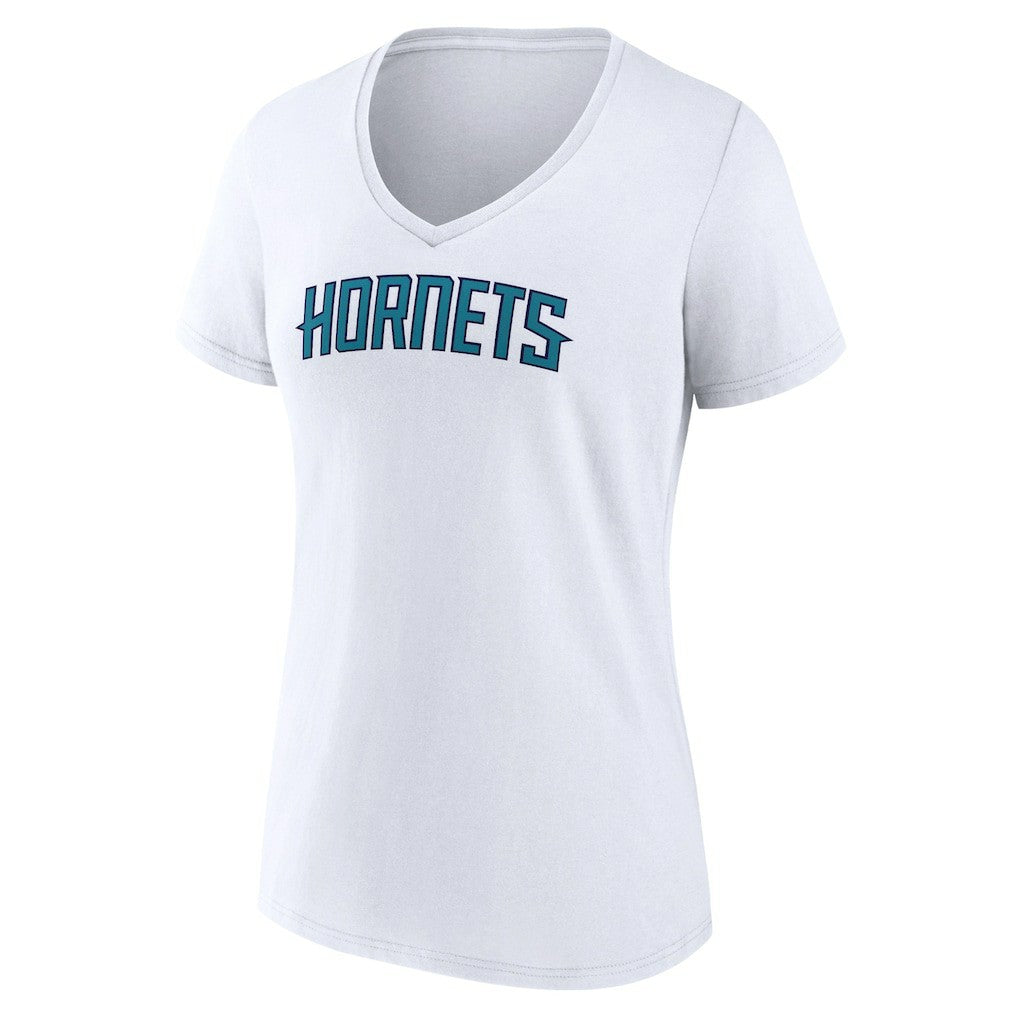 Charlotte Hornets Women's Wordmark V-Neck T-Shirt - White cheap