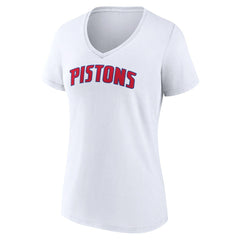 Detroit Pistons Women's Wordmark V-Neck T-Shirt sale - White discount