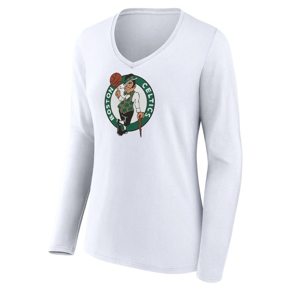 Boston Celtics Women's Logo Long Sleeve V-Neck T-Shirt - White online